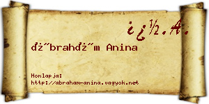Ábrahám Anina névjegykártya